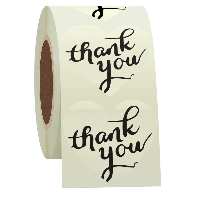 Hybsk Love Heart Clear Transparent Thank You Stickers with Heart 1.5 Inch Adhesive Labels 500 Per Roll (Transparent) - Image 4
